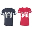 thumbnail image 1 of Old Beast Beauty Matching Couple Cotton Jerseys (Men Navy / Women Red) (Men S / Women S), 1 of 3