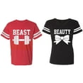 thumbnail image 1 of Old Beast Beauty Matching Couple Cotton Jerseys (Men Red / Women Black) (Men XXL / Women L), 1 of 3