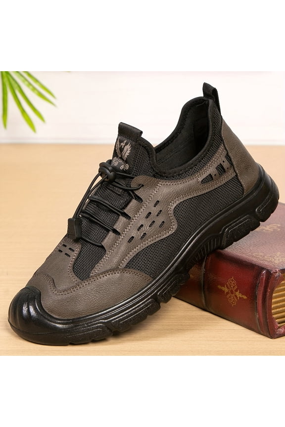 Old Beijing Cloth Shoes for Men, New Style Men's Outdoor Hiking Shoes, with Toe Cap and Anti-Slip Sole, Dad Shoes Breathable Sports Casual Shoes
