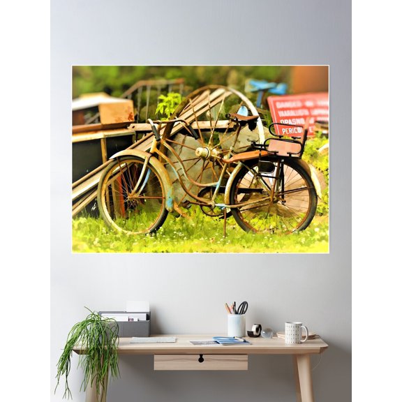 Old Bike Poster Wall Art, Modern Wall Decor For Living Room Bedroom, 8x12 UNFRAMED