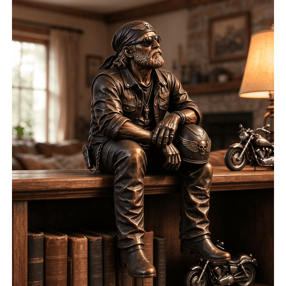 Old Biker Soul Shelf Sitter Collection, Vintage Biker Sitting Statue ...
