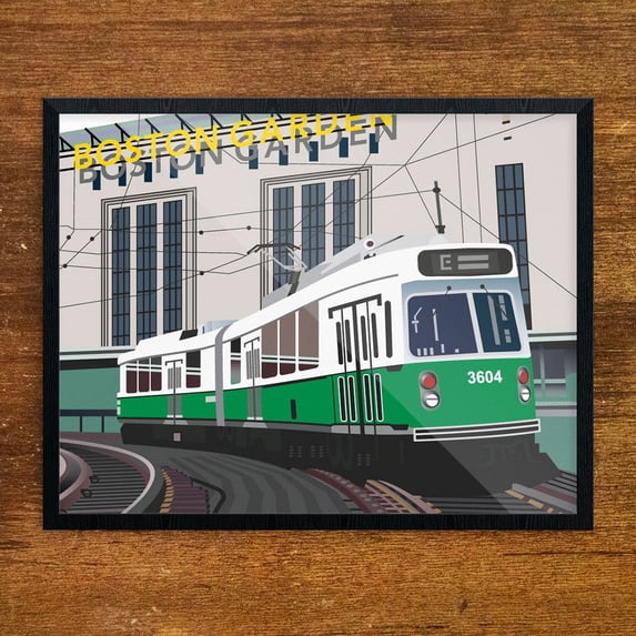 Old Boston Garden & Green Line Trolley 11 x 14 Print