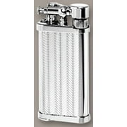 Old Boy IM Corona Butane Pipe Lighter 90 Degree Flame Silver Herringbone - 1205