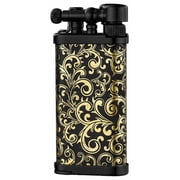 Old Boy IM Corona Butane Soft Flame Pipe Lighter Matte Black Arabesque - 1205
