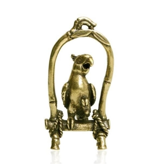 Old Brass Handmade Bird Cage Parrot Pendant Statues Pet AntiquesRare Chinese