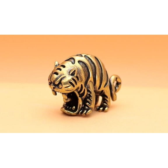 Old Brass Hot Toys Tiger Statue Figure Tea Pet Decoration Gift Rare Chinese Art