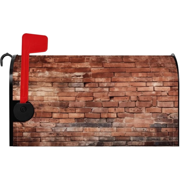 Old Brick Wall Mailbox Cover Red Stone Wall Vintage Texture Retro Grain Magnetic Mailbox Covers Standard Size 18x21 Inch Farmhouse Mail Box Wraps Post Letter Box Cover for Yard Garden