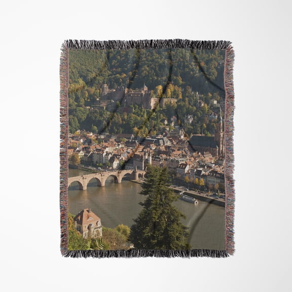 Old Bridge, Neckar River, Heidelberg, Germany - Eu10 Mde0292 - Michael Defreitas, Woven Blanket