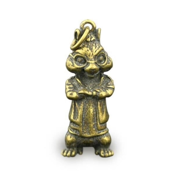 Old Bronze Handmade Yellow Weasel Statues Figure Antique Decoration Rare Chinese