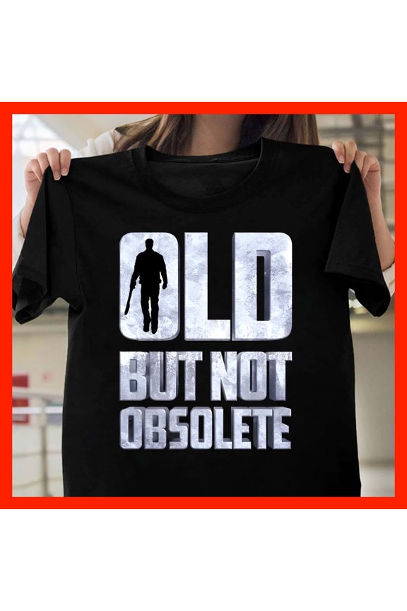 Old But Not Obsolete T-Shirt - Vintage Man Silhouette Baseball Bat Tee T184, Softstyle for Unisex, Extended Sizes Up to 5XL