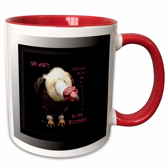 3drose, Old Buzzard Say What, 11oz Two-tone Red Mug