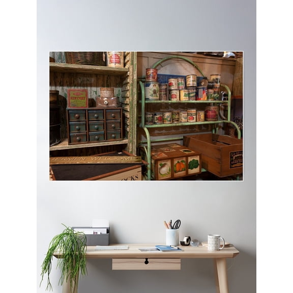 Old Cans On A Shelf Poster Wall Art, Modern Wall Decor For Living Room Bedroom, 8x12 UNFRAMED