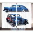 thumbnail image 1 of Ambesonne Vintage Car Curtains 2 Panel Set, Retro Themed Car Print, 108" x 84", Blue and Red, 1 of 3
