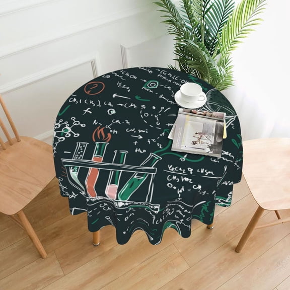 Old Chemistry Laboratory Science Tablecloths Round 60 inch Fabric Table Cloth Cover for Dining Kitchen Wedding Party