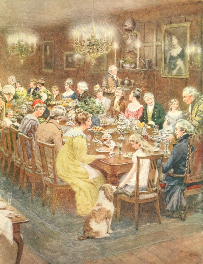 Old Christmas 1916 Christmas Dinner Canvas Art - Frank Dadd (24 x 36)