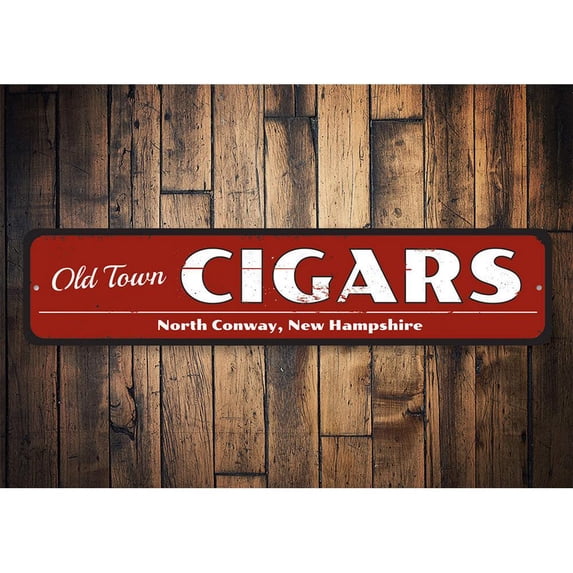 Old Cigar Novelty Sign, Metal Wall Decor - 4x18 inches