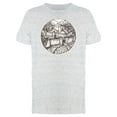 thumbnail image 1 of Old City In Round Frame Sketch T-Shirt Men -Image by Shutterstock, Male x-Large, 1 of 2
