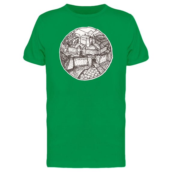 Old City In Round Frame Sketch Tee Men's -Image by Shutterstock