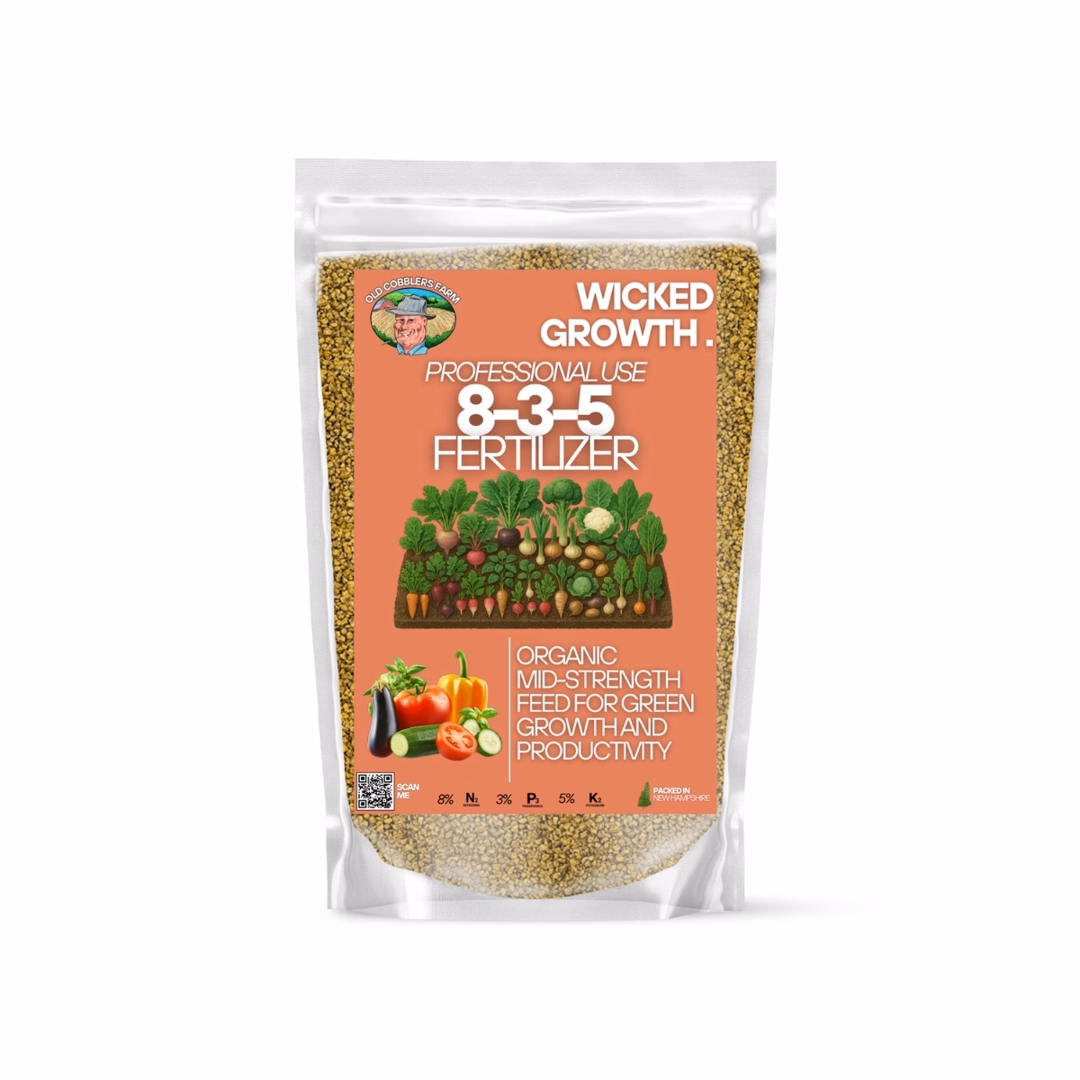 Old Cobblers Farm™ Wicked Organics 8-3-5 Fertilizer – Organic Gardening - All-Purpose Plant Food – Slow-Release Feeding to Strengthen Roots & Boost Growth (5 lbs | 10 lbs | 15 lbs | 20 lbs) (20 lbs)