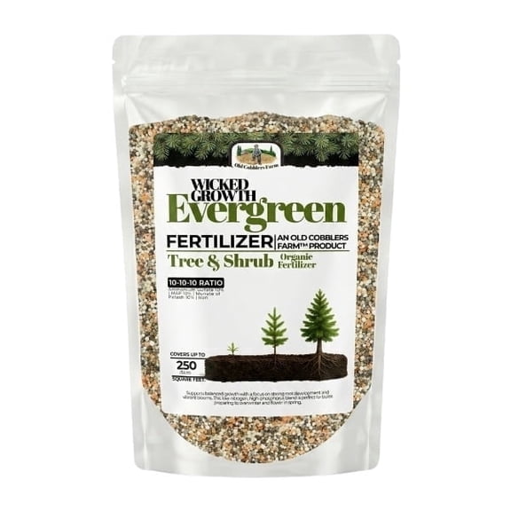 Old Cobblers Farm™ Wicked Growth Evergreen Fertilizer with Iron – Complete Tree & Shrub Nutrition for Deep Green Foliage, Root Growth & Year-Round Health (5 lbs | 10 lbs | 15 lbs | 20 lbs) (5 lbs)