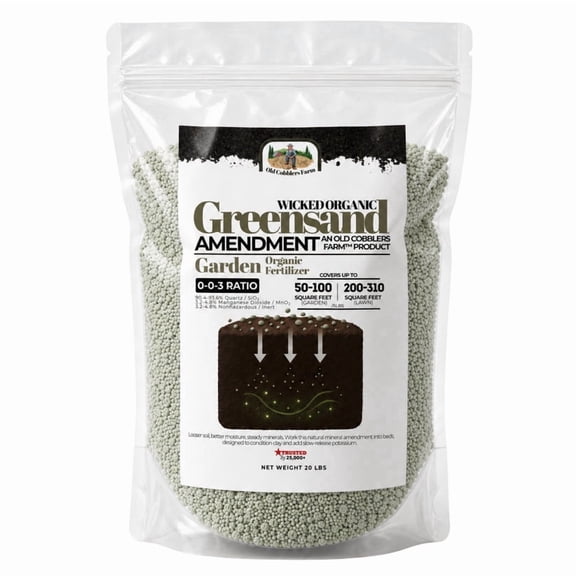 Old Cobblers Farm Wicked Organics Greensand Fertilizer|Glauconite Soil Conditioner, 20 lbs
