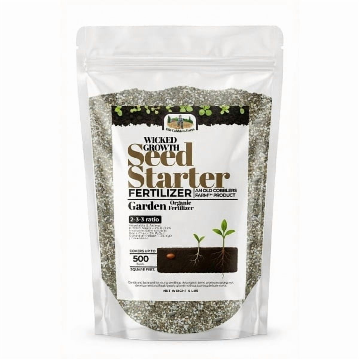 Old Cobblers Farm™ Wicked Organics Organic Seed Starter -  Natural Fertilizer for Potting Soil, Strong Roots & Healthy Seedling Growth (5 lbs | 10 lbs | 15 lbs | 20 lbs) (5 lbs)