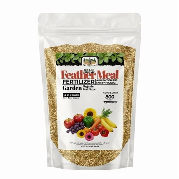 Old Cobblers Farm™ Wicked Organics Feather Meal - Promotes Strong Vegetative Growth Supports Soil Biology & Builds Healthier, More Resilient Plants (5 lbs | 10 lbs | 15 lbs | 20 lbs)(5lbs)
