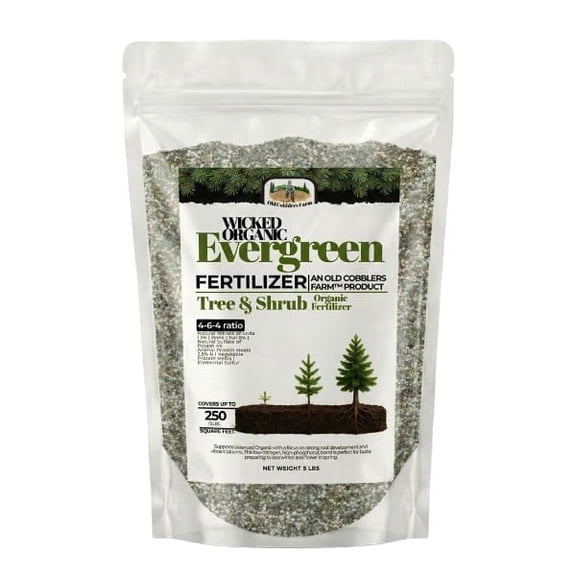 Old Cobblers Farm™ Wicked Organics Organic Evergreen Fertilizer – Complete Tree & Shrub Nutrition for Deep Green Foliage, Root Growth & Year-Round Health (5 lbs | 10 lbs | 15 lbs | 20 lbs)(20lbs)