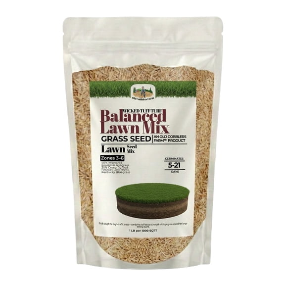 Old Cobblers Farm Wicked Tuff Turf Balanced Lawn Mix - Contractors Mix (5 lbs | 10 lbs | 15 lbs | 20 lbs) (15lbs)