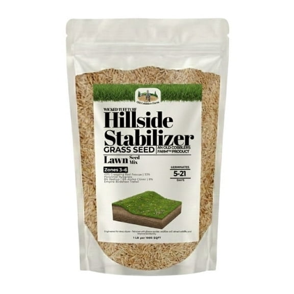 Old Cobblers Farm™ Wicked Tuff Turf Hillside Stabilizer – Premium Grass Mix for Slope Stabilization, Fast Germination & Long-Lasting Ground Cover (5 lbs | 10 lbs | 15 lbs | 20 lbs) (5lbs)