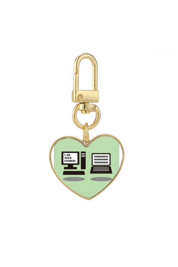 Old Computer Notebook Art Deco Fashion Gold Heart Keychain Metal Keyring Holder
