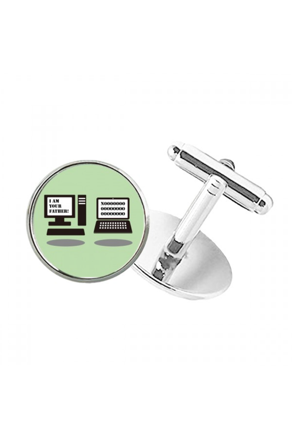 Old Computer Notebook Round Button Cuff Clip Stud Cufflinks