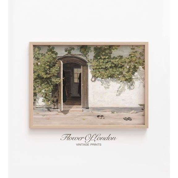 Old Cottage Door Print Vintage Summer Open Door Rustic, Unframed Poster