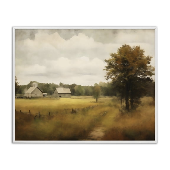 Stupell Industries Old Country Rural Blur White Framed Giclee Art, design by Creative Studio, 11 x 14