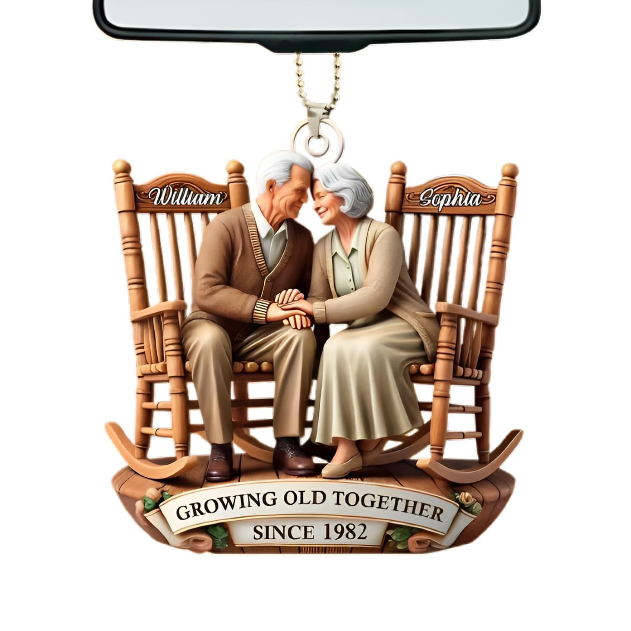 Old Couple Sitting On Rocking Chairs Together - Personalized Acrylic ...
