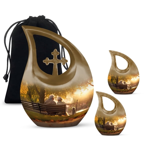 Old Couple Urn - Urn For Ashes Adult Male - Urns For Cremation Ashes - Ash Urns For Humans - Urn For Ashes For Mom, ash urns for humans keepsake(Combo - 10" & 4", 3 Pcs)