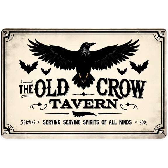 Old Crow Tavern Tin Sign Vintage Pub Bar Metal Sign Print Aesthetic for Garden Yard Bar Porch Home Bedroom Kitchen Wall Decor Gift 8 X 12 in