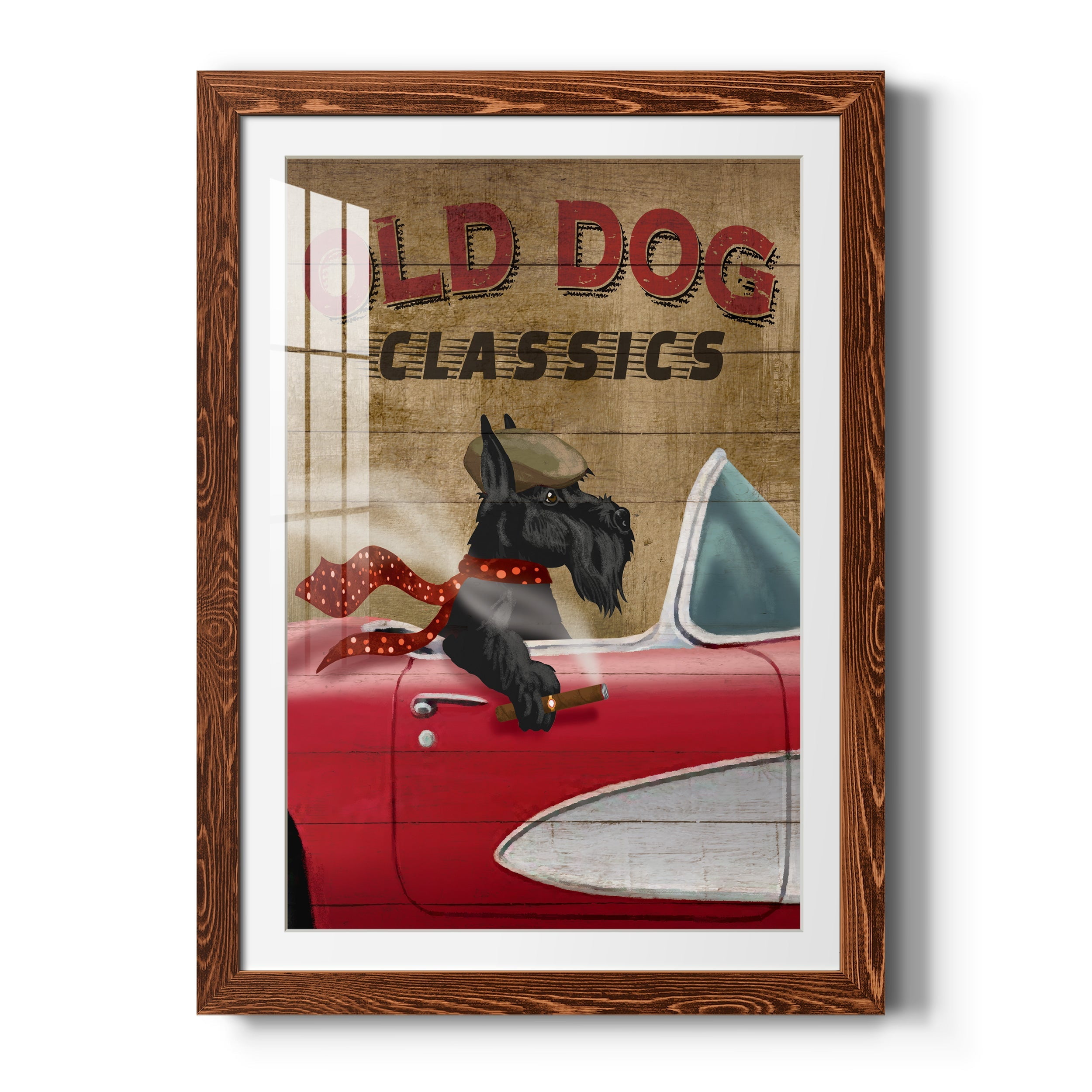 Old Dog Classics - Premium Framed Print - Distressed Barnwood Frame - Ready to Hang