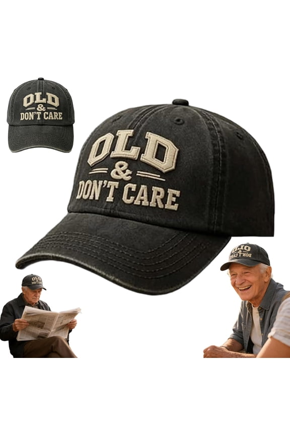 Old & Don’t Care Classic Dad Hat,Old and Don't Care Hat - Vintage Distressed Adjustable Trucker Cap, Funny Baseball Hat for Men & Women, Relaxed Fit Snapback