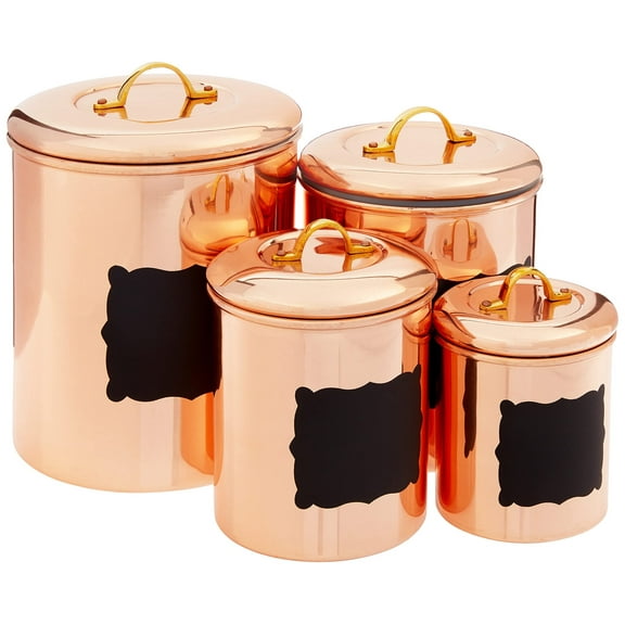 Old Dutch 4 Piece Decor "CHALKBOARD" Canister Set, 4 quart, Copper