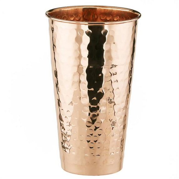 Old Dutch 410H 32 oz Beverage Smoothie Lassi Glass - Hammered Solid Copper