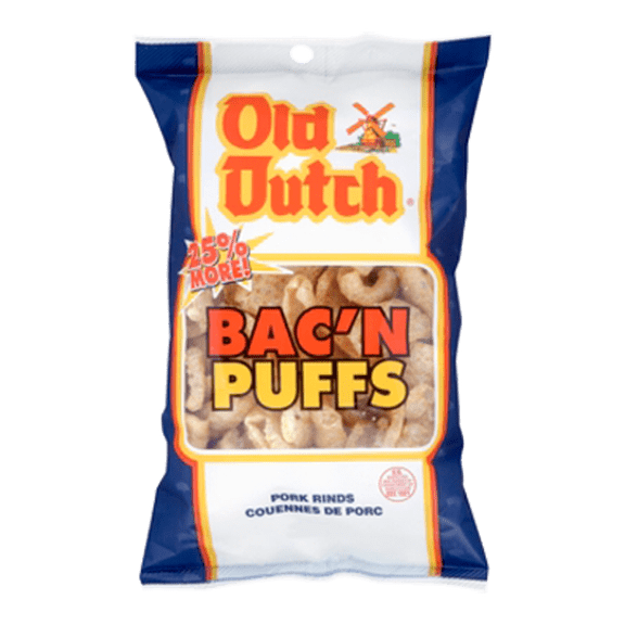 Old Dutch Bacon Puffs Pork Rinds, 100g (3.5 oz)