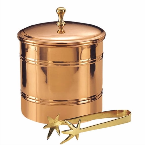 Old Dutch 885 Decor Copper Lined Ice Bucket with Brass Tongs 3 Qt.