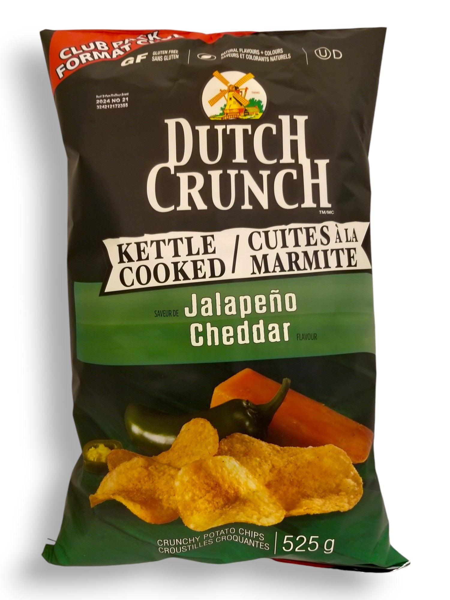 Old Dutch Crunch Jalapeno & Cheddar Kettle Cooked Chips, 525g/1.2 lb