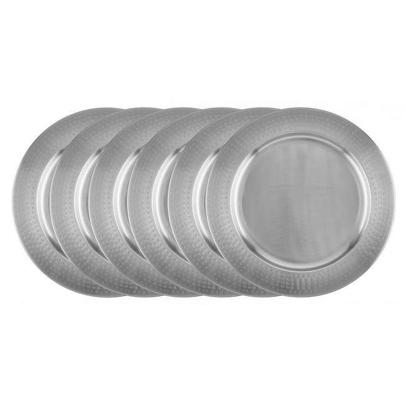 Handcrafted 13" Stainless Steel Hammered Rim Charger Plates, Set of 6
