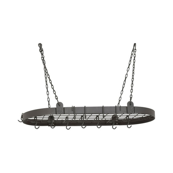 Old Dutch Oval Pot Rack with Grid & 12 Hooks, Graphite