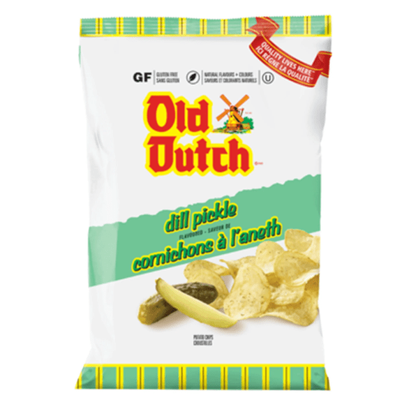 Old Dutch Potato Chips, Dill Pickle, 220g/7.8 oz