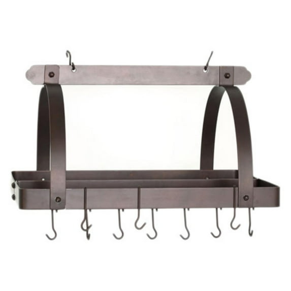 Old Dutch Rectangular Hanging Pot Rack with Grid & 24 Hooks, Oiled Bronze, 30" x 20.5" x 15.75"