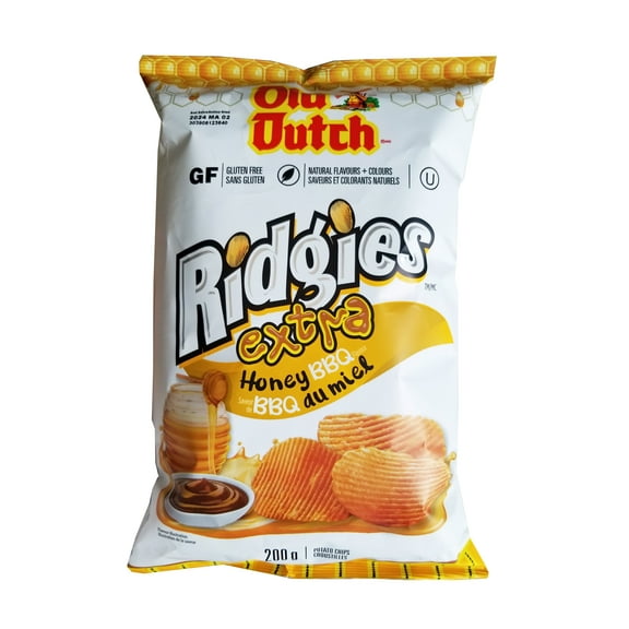 Old Dutch Ridgies Extra Honey BBQ Chips, 200g/7 oz