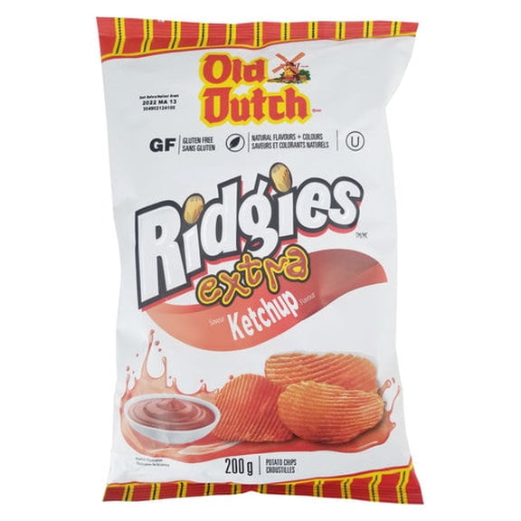 Old Dutch Ridgies Extra Ketchup Potato Chips - 200g (7oz)